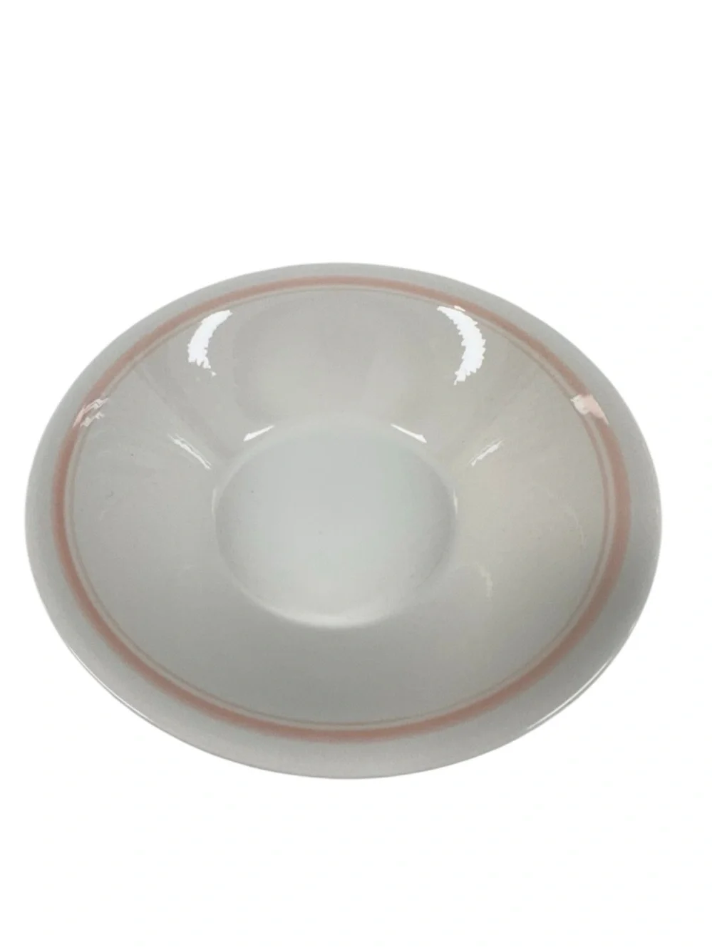 White Serving Bowl with Pink Trim Elegant Porcelain